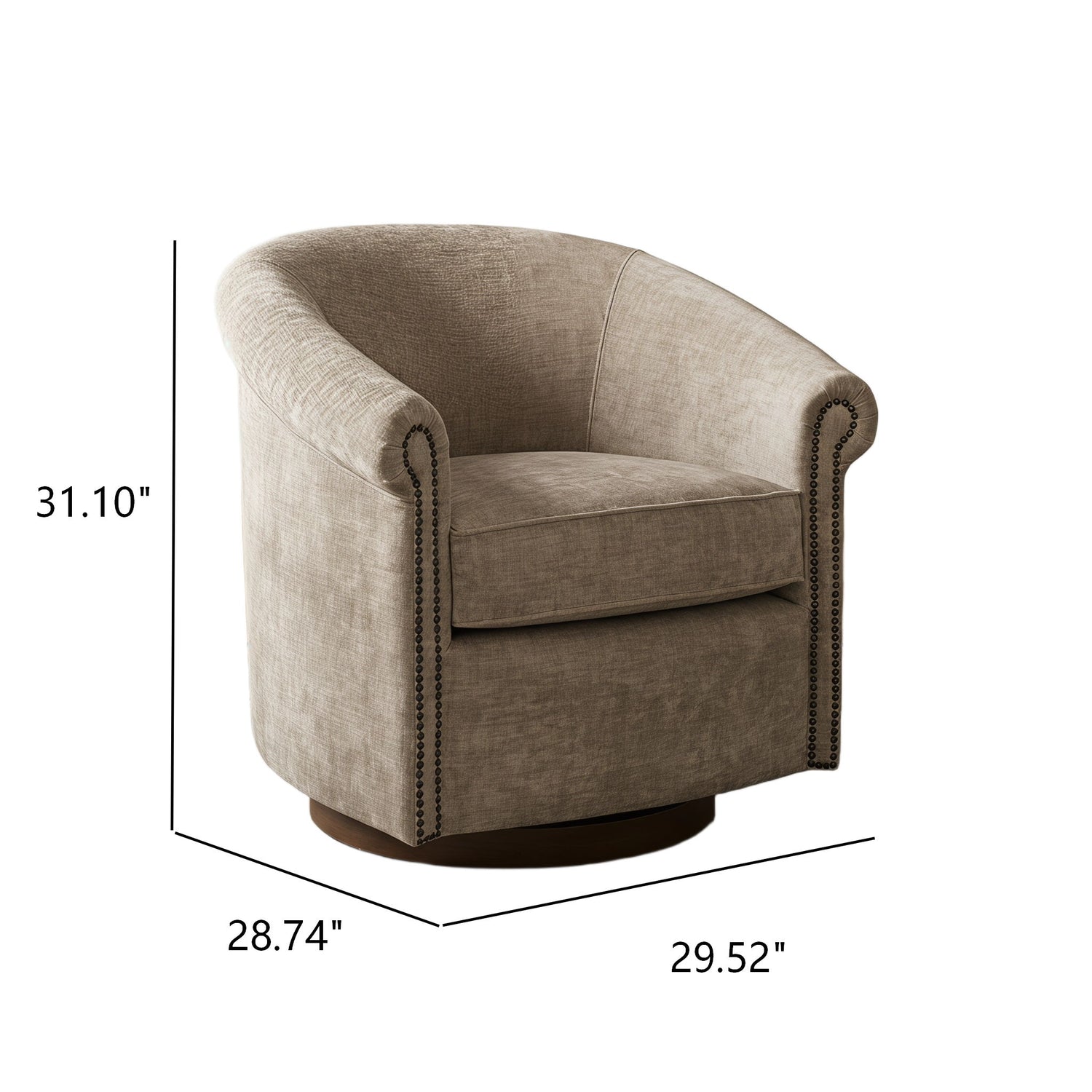 Barrel Swivel Accent Chair, 360 Degree Rotating For Living Room - Sand