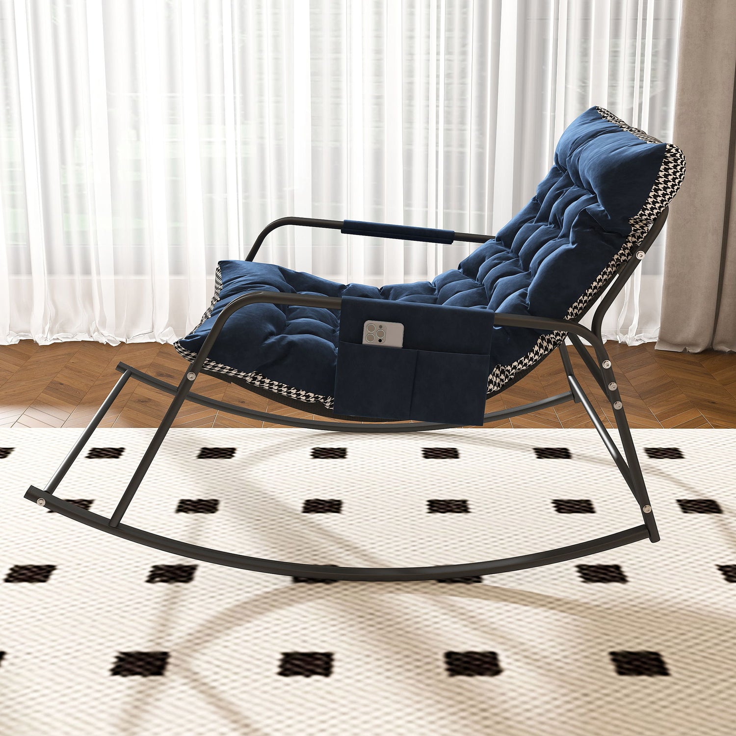 Rocking Chair With Storage, Cushions &amp; Armrests