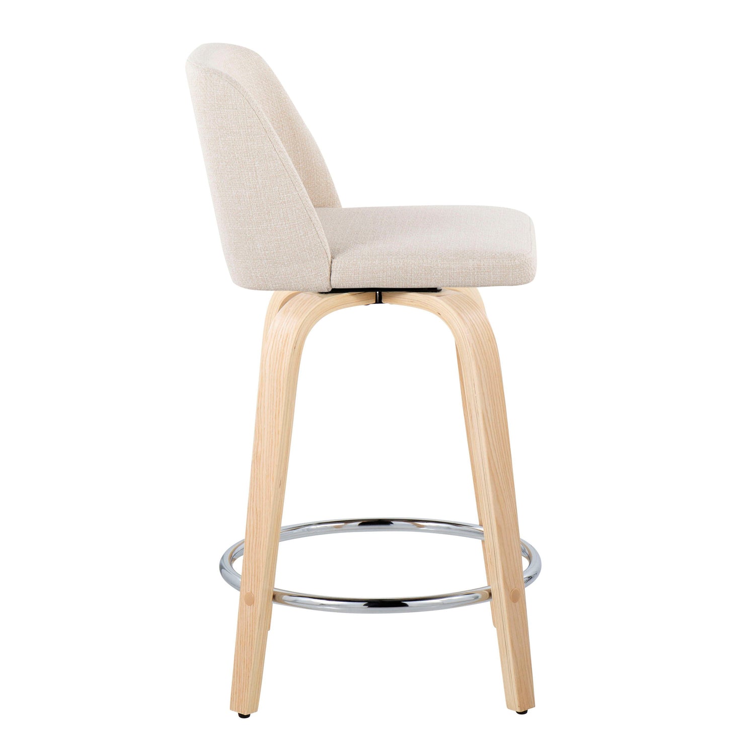 Toriano - Contemporary Fixed Height Counter Stool &amp; Swivel And Round Footrest (Set of 2)