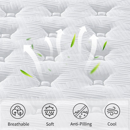 12&quot; Hybrid Mattress Individual Pocket Spring, 7 Zoned Memory Foam