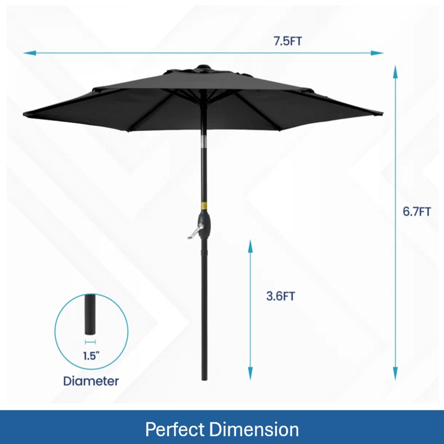 Umbrella With Crank Lift &amp; Tilt, UV-Resistant Canopy For Patio