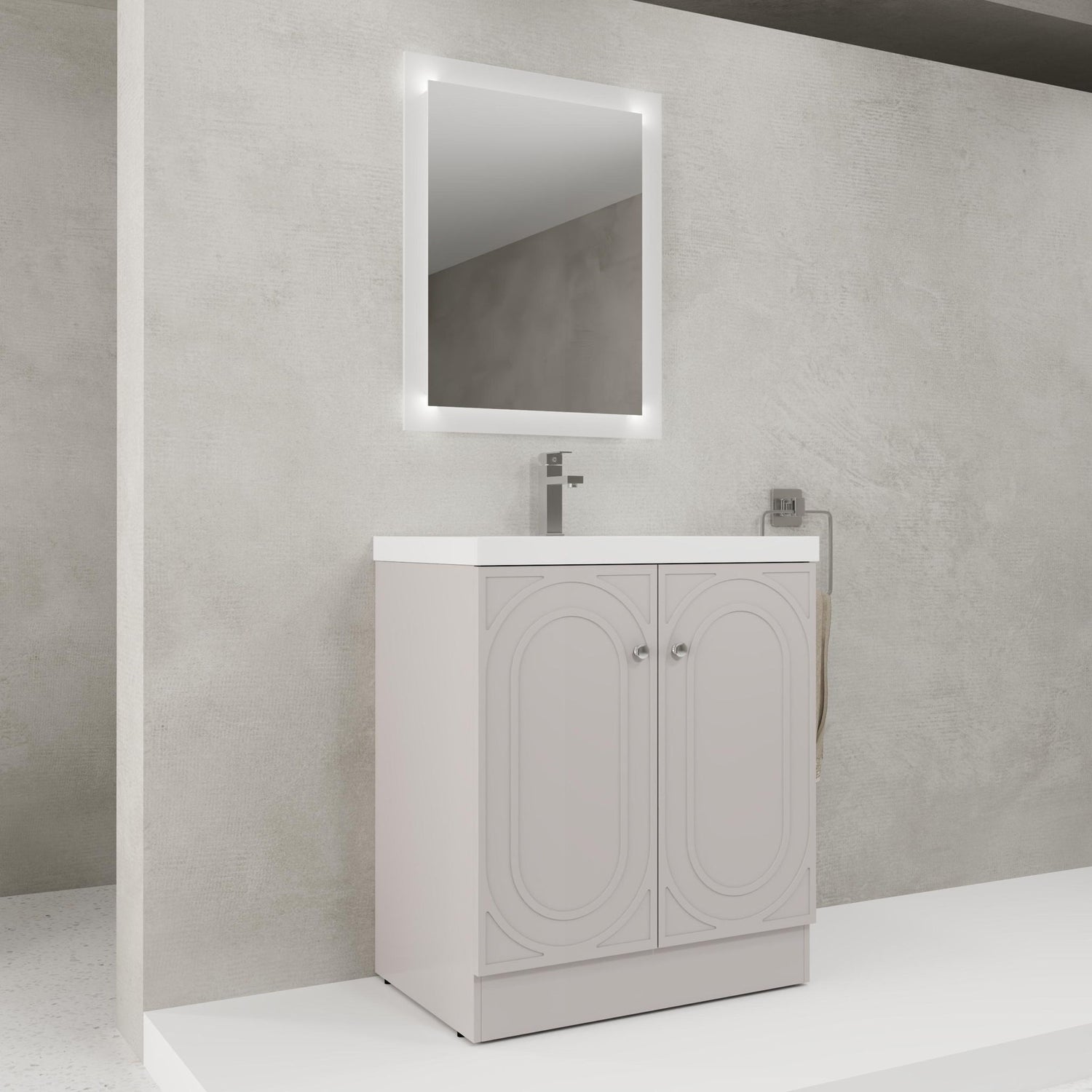 Contemporary Freestanding Bathroom Vanity With Resin Sink &amp; Soft-Close Cabinet Doors
