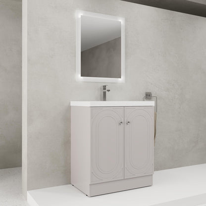 Contemporary Freestanding Bathroom Vanity With Resin Sink &amp; Soft-Close Cabinet Doors