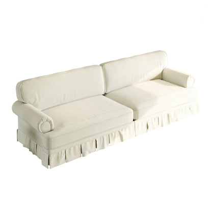 Luxuriously Comfortable Cloud Couch Sofa With Elegant Rolled Arms &amp; Pleated Skirt Design