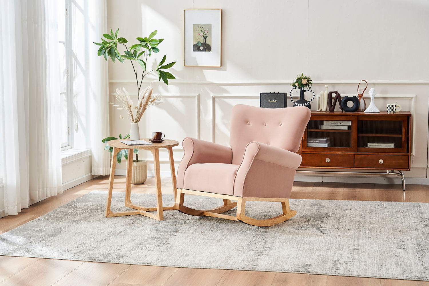 Modern Rocking Chair, Upholstered Accent Chair For Nursery, Small Contemporary Rocke