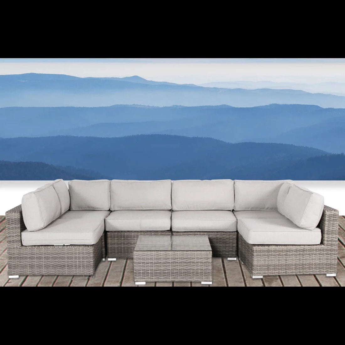 Patio Sofa Set For 4 With Cushions Convenient Outdoor Seating Group - Brown / Gray