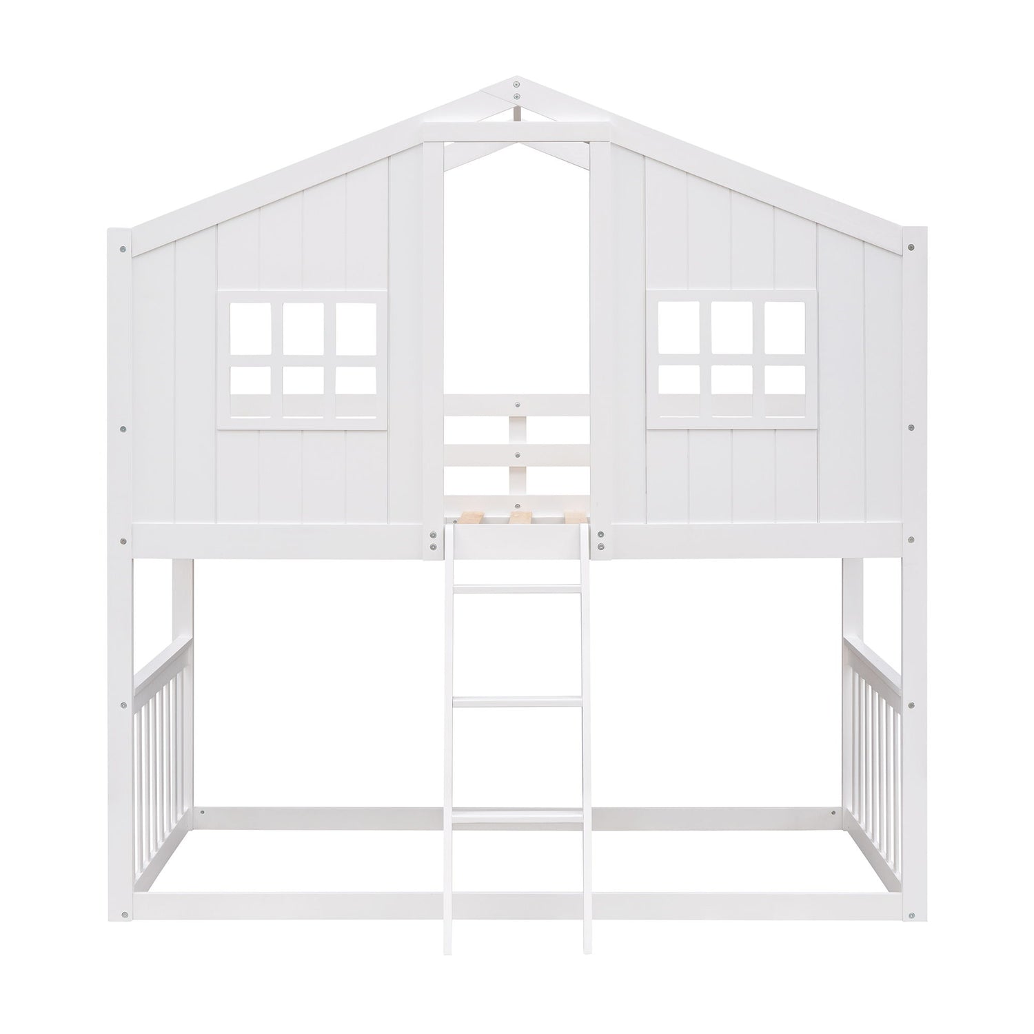 House Bunk Bed With Ladder, Wood Bed