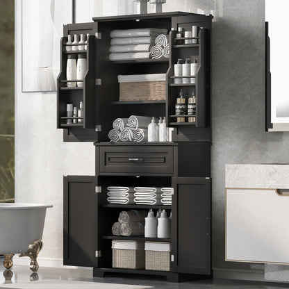 Bathroom Storage Cabinet With Doors And Drawer, Adjustable Shelf