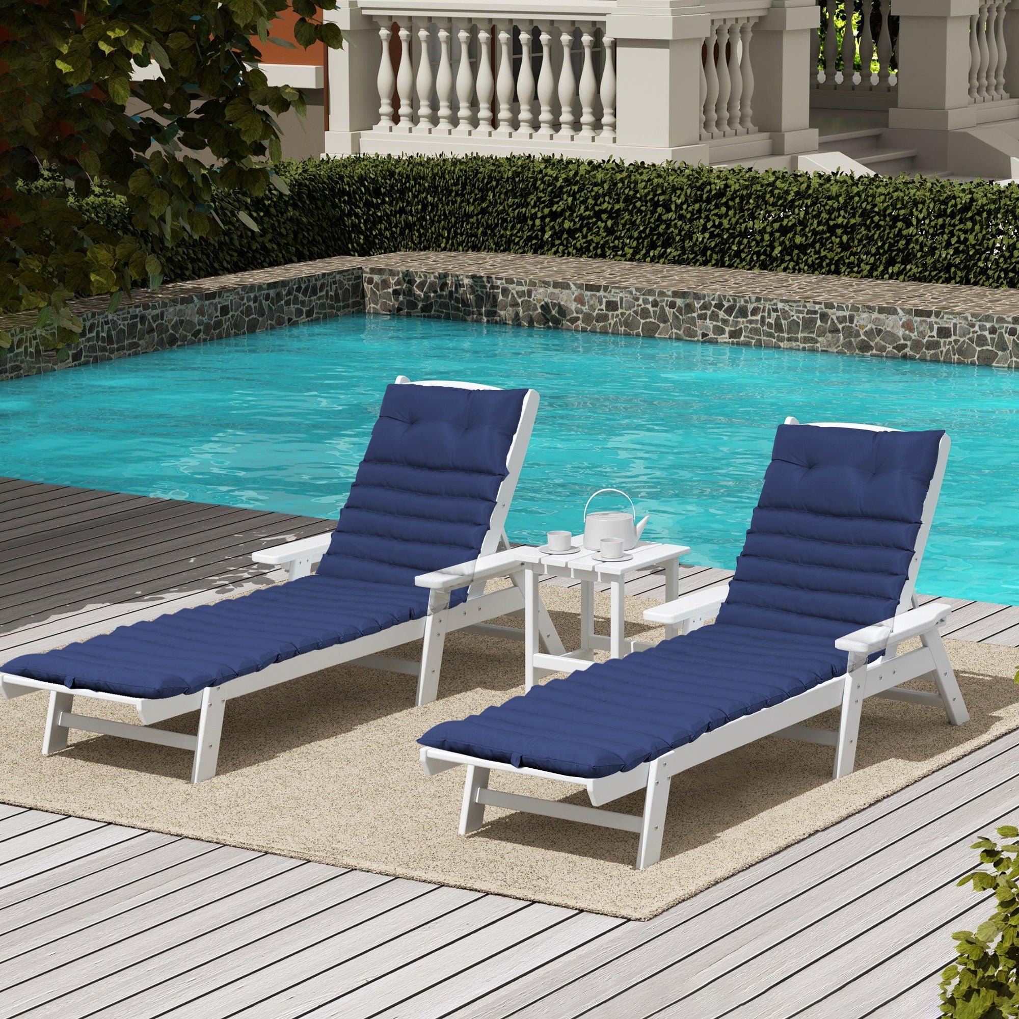 72.83&quot; Outdoor Lounge Chairs (Set of 2), Cushion Replacement Patio Funiture Seat Cushion Chaise Lounge Cushion