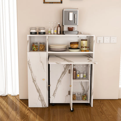Multifunctional Folding Dining Table With Wall-Mounted Sideboard &amp; Storage