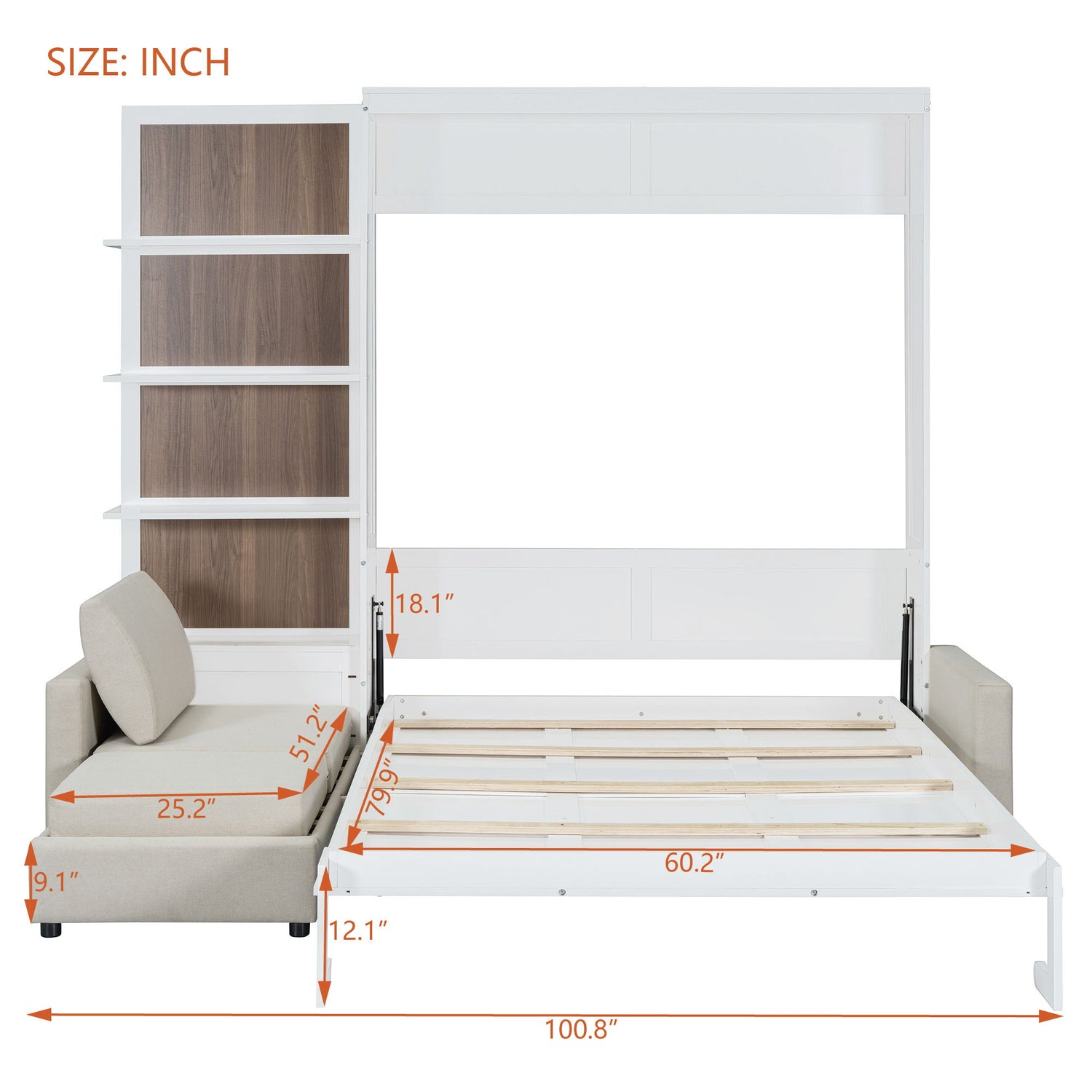 Murphy Bed With Sofa And Shelves