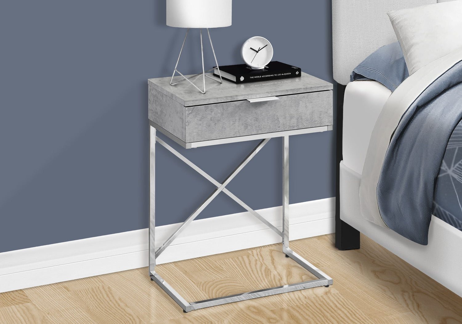 Accent Side Table, Storage Drawer, Spacious Tabletop, Contemporary &amp; Modern