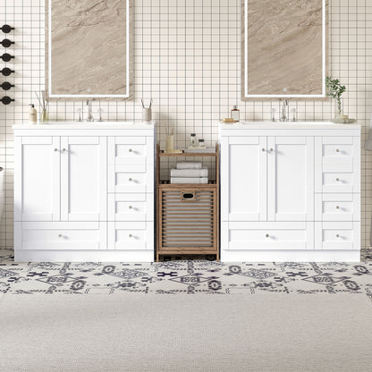 Shaker Free Standing Bathroom Vanity Cabinet &amp; Sink, Soft Close Drawers, Soft Close Doors