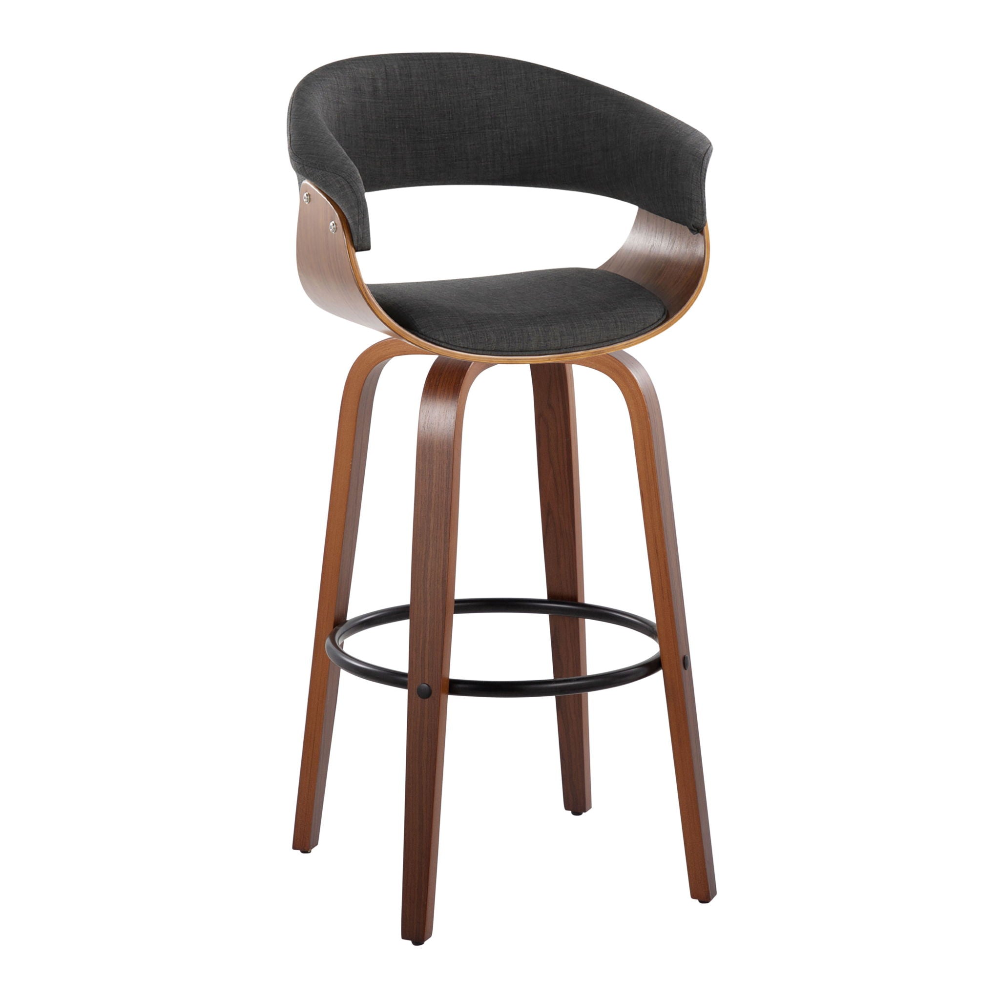 Vintage Mod - Mid Century Modern Fixed Height Barstool With Swivel &amp; Round Footrest (Set of 2)