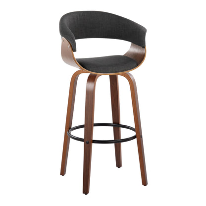 Vintage Mod - Mid Century Modern Fixed Height Barstool With Swivel &amp; Round Footrest (Set of 2)