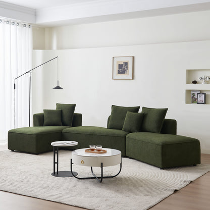 Curved Modular Sectional Sofa For Living Room, Oversized L Shaped Couch With Chaise Lounge Sofa Set, Upholstered Sofa With 3 Back Pillows &amp; 2 Throw Pillow, For Home Office