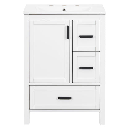 Bathroom Vanity With Sink, Soft-Close Doors, Double-Layer Shelf And 3 Drawers