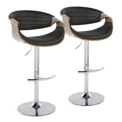 Symphony - Mid Century Modern Adjustable Barstool With Swivel &amp; Rounded T Footrest (Set of 2)
