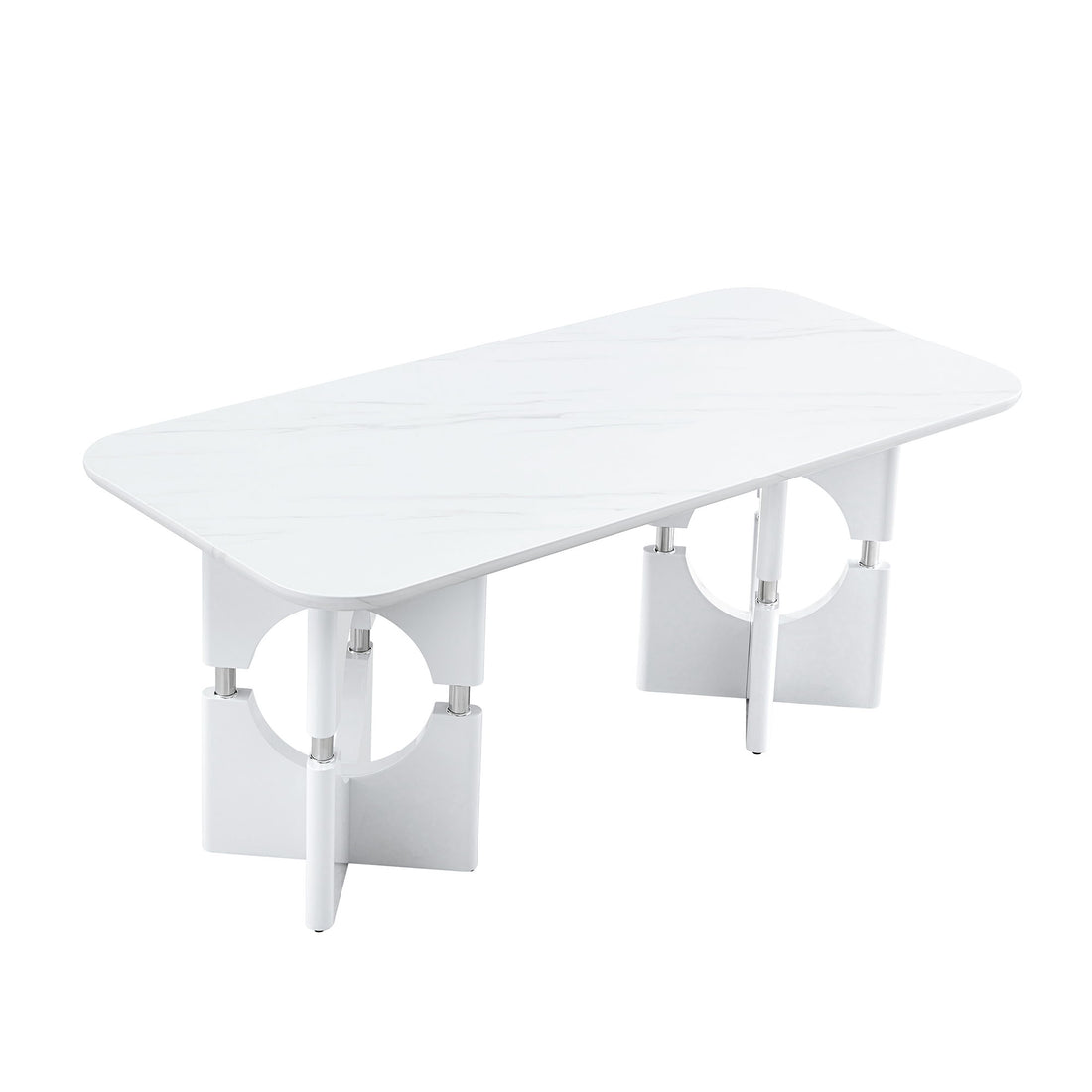 Modern Dining Table With Sleek Hollow-Out Frame And Accents