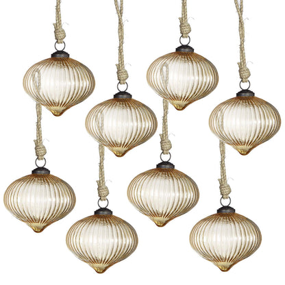 Christmas Ball Ornaments, Glass Decorative Hanging Ball Christmas Tree Ornaments For Holiday Party Decorations (Set of 8) - Amber