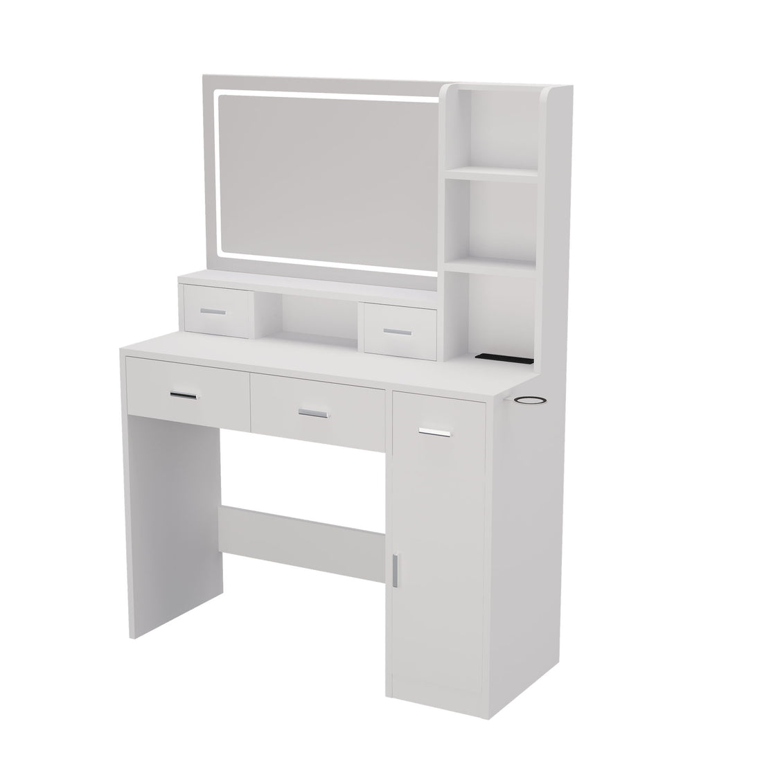 40.95&quot; Newly Designed Smart Mirror Dressing Table With Drawers And Storage Cabinet, Dressing Table With Dressing Pad For Bedroom, Dressing Room