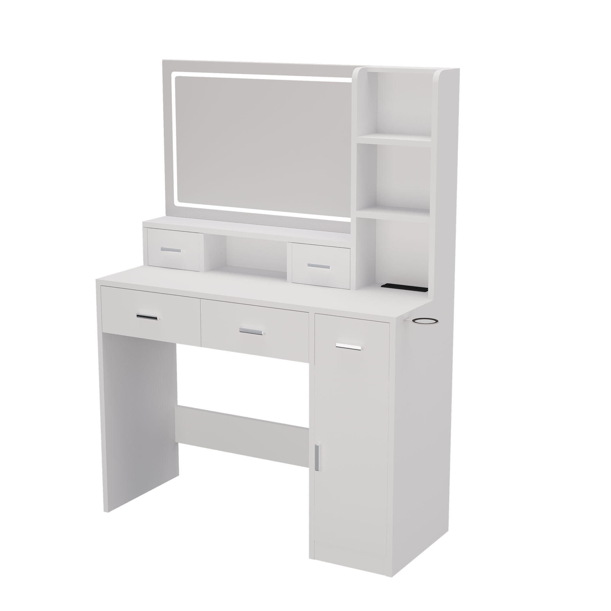 40.95&quot; Newly Designed Smart Mirror Dressing Table With Drawers And Storage Cabinet, Dressing Table With Dressing Pad For Bedroom, Dressing Room
