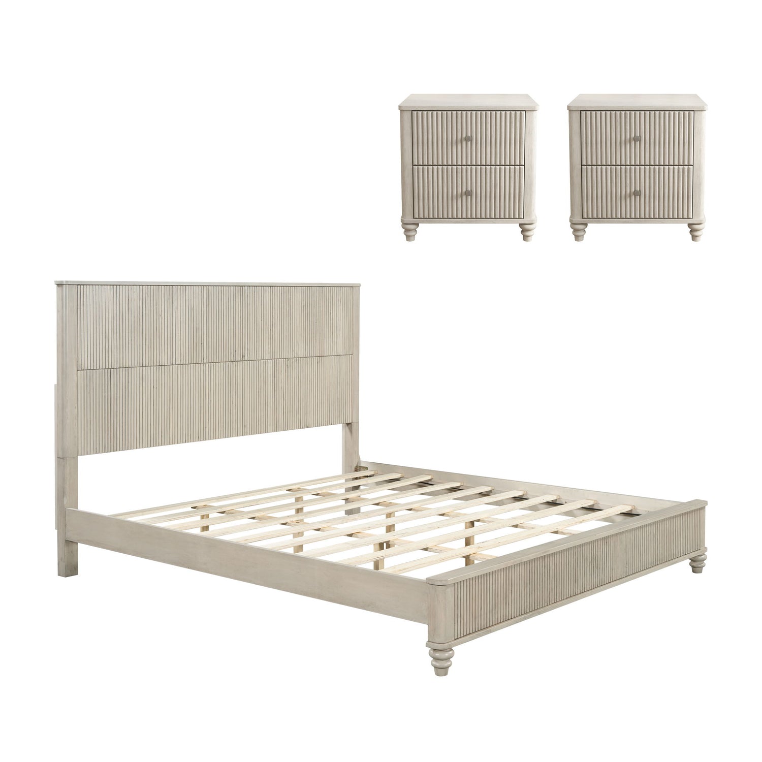 3 Piece Bedroom Set With Bed And 2 Nightstands