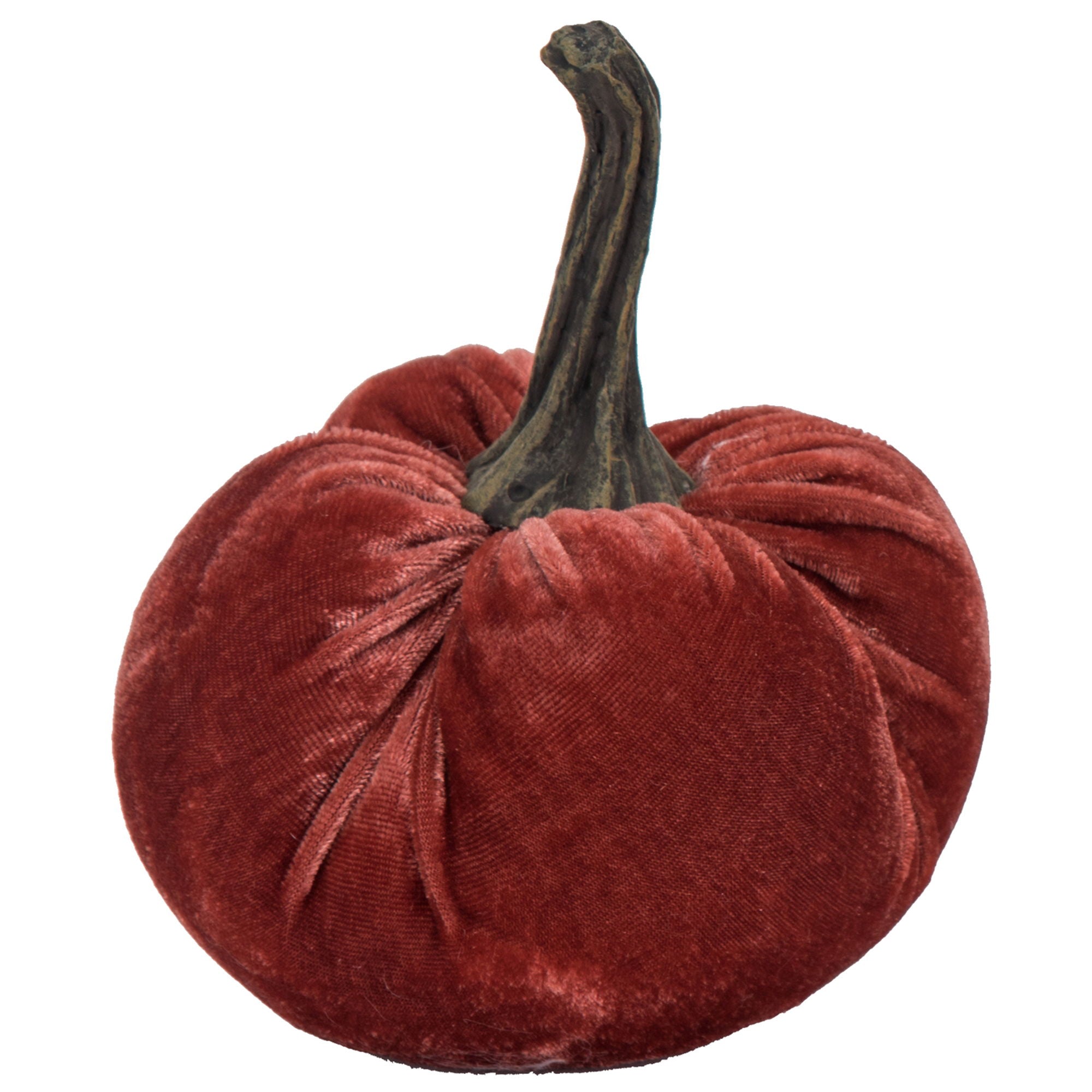 Velvet Weighted Pumpkin With Resin Stem, Pumpkin Ornament Decor For Holiday Harvest Festival Fall Festival &amp; Thanksgiving (Set of 4)