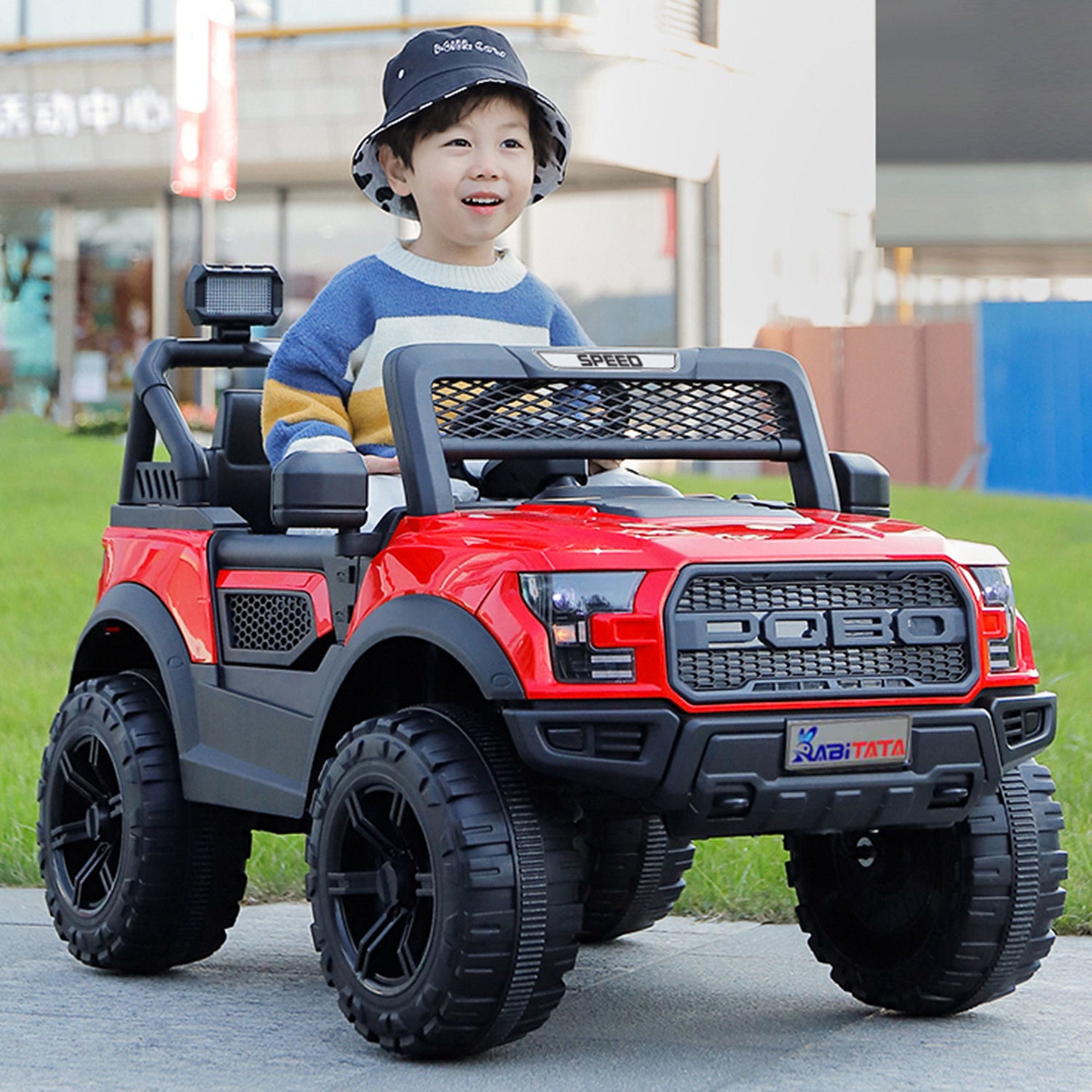 Kids Electric Ride On Car With Remote Control, LEd Lights, Music Player, Swing Function, 4 Wheel Shock Absorption - Red