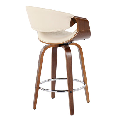 Symphony - Mid Century Modern Fixed Height Counter Stool &amp; Swivel With Round Footrest (Set of 2)