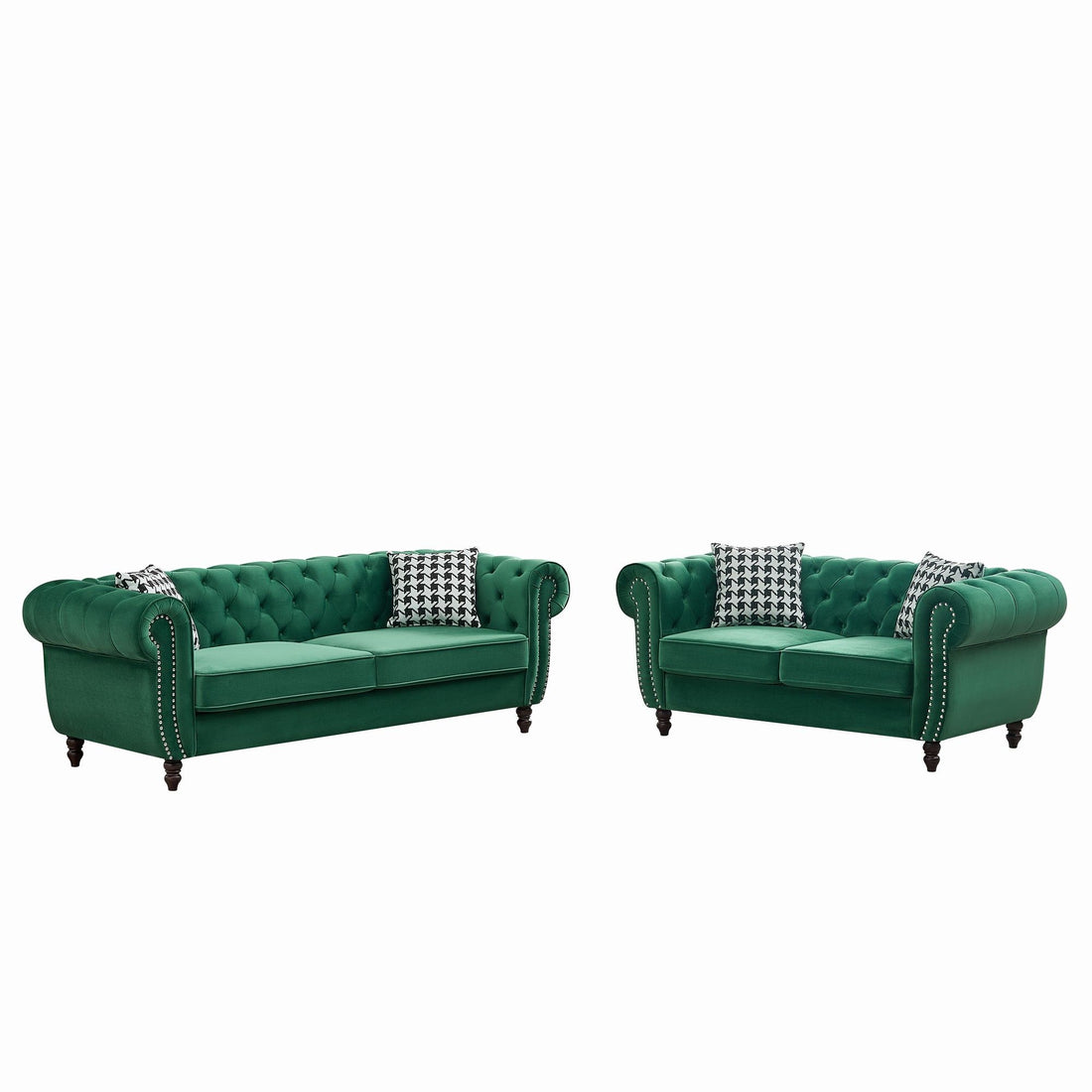 Chesterfield Set With Roll Armrest &amp; Nailhead