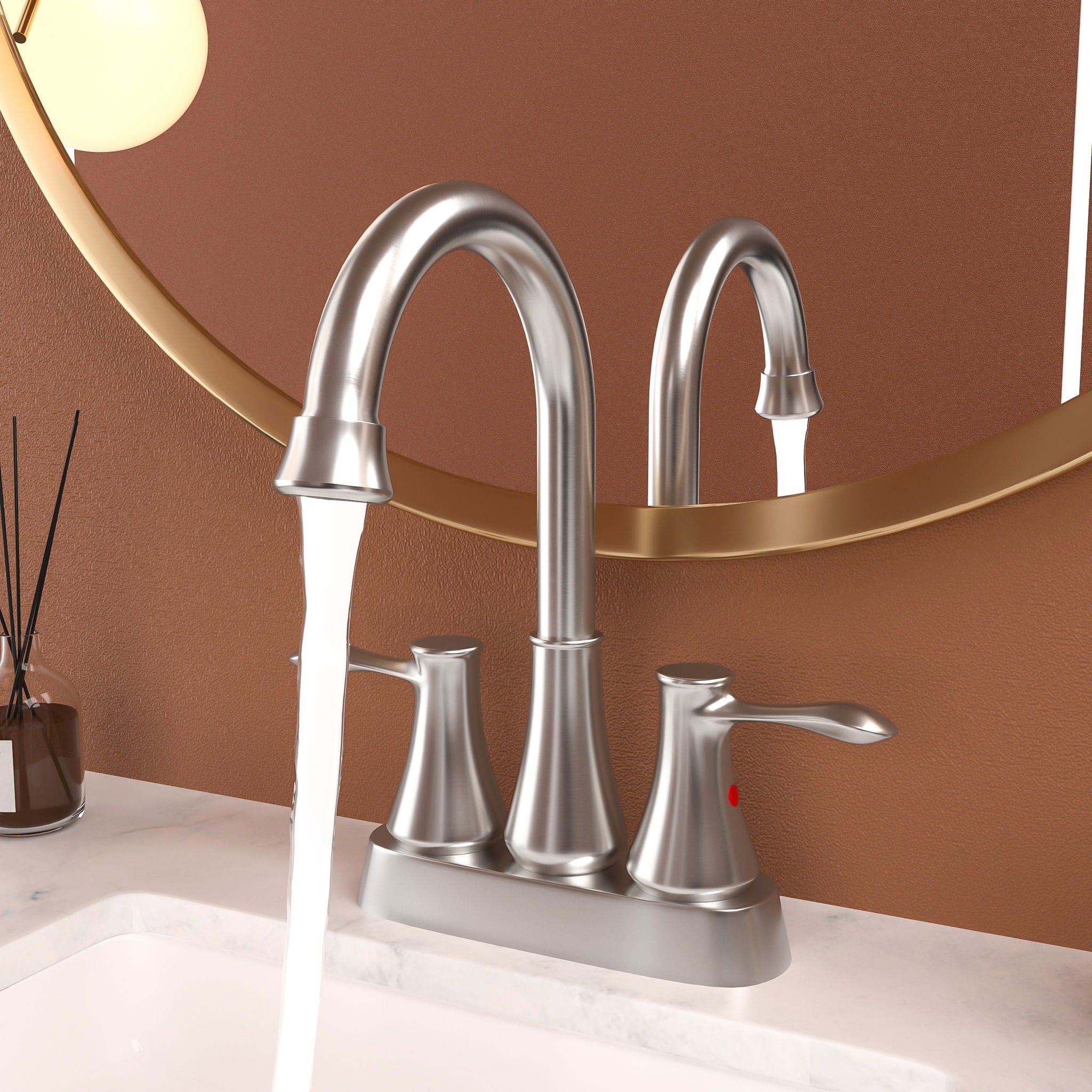 4&quot; Centerset Bathroom Faucet With Pop Up Drain And Water Supply Lines - Brushed Nickel