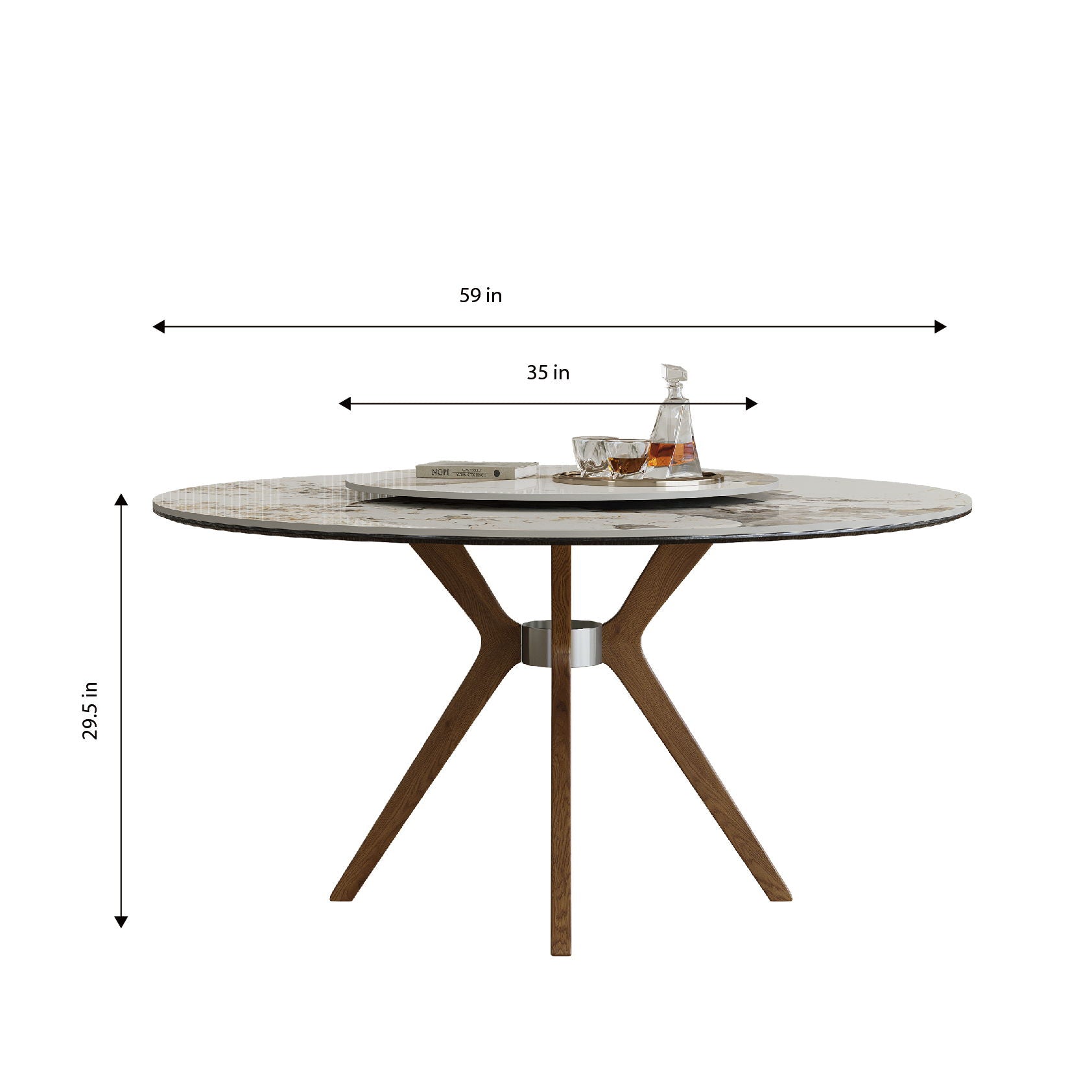 Dining Table With 35&quot; Turntable - White