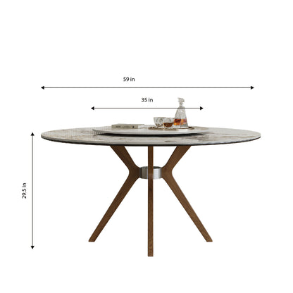 Dining Table With 35&quot; Turntable - White
