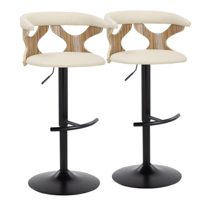 Gardenia - Contemporary Adjustable Barstool &amp; Swivel With Rounded T Footrest (Set of 2)