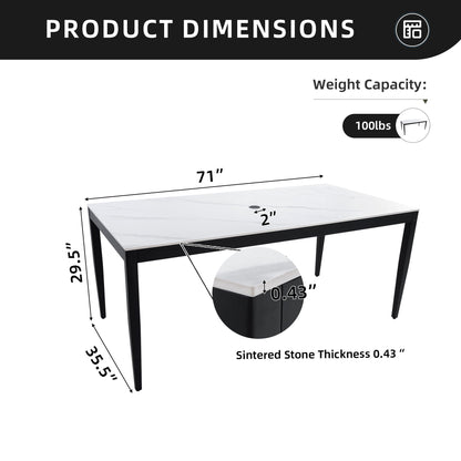 Outdoor Modern Patio Dining Table, Post Tapered Legs, Weatherproof &amp; Rust Free