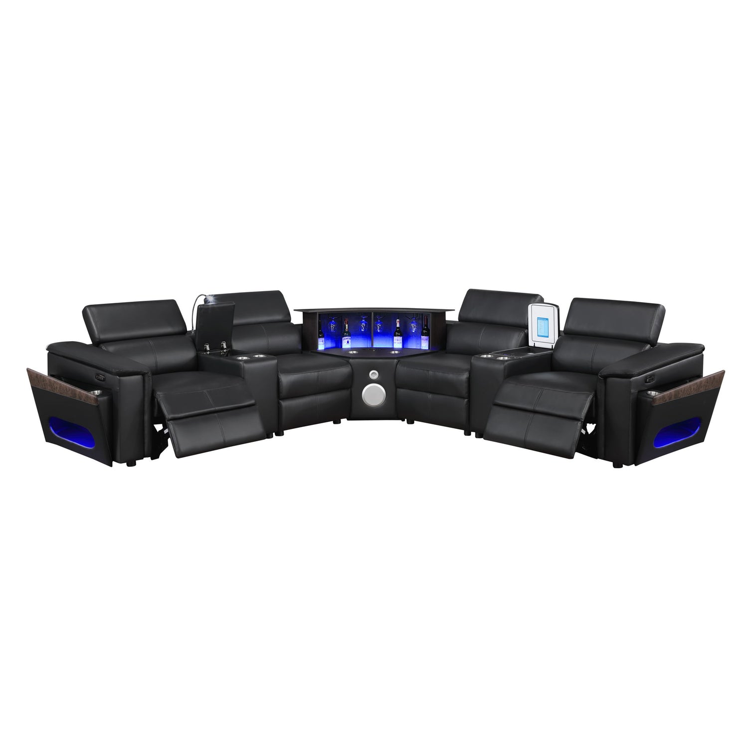 Nova - Sectional With Bluetooth Speaker, LED And Lifting Wine Cabinet