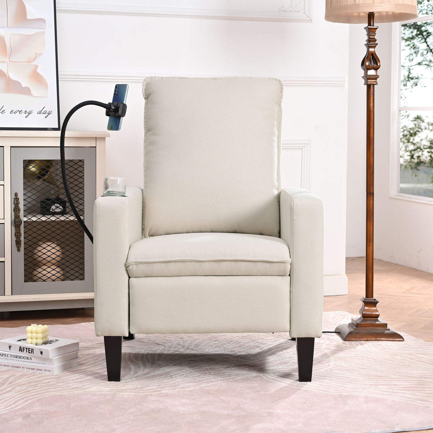 Recliner Chairs For Adults, Adjustable Recliner Sofa With Mobile Phone Holder &amp; Cup Holder, Modern Reclining Chairs Fabric Push Back Recliner Chairs For Living Room, Bedroom