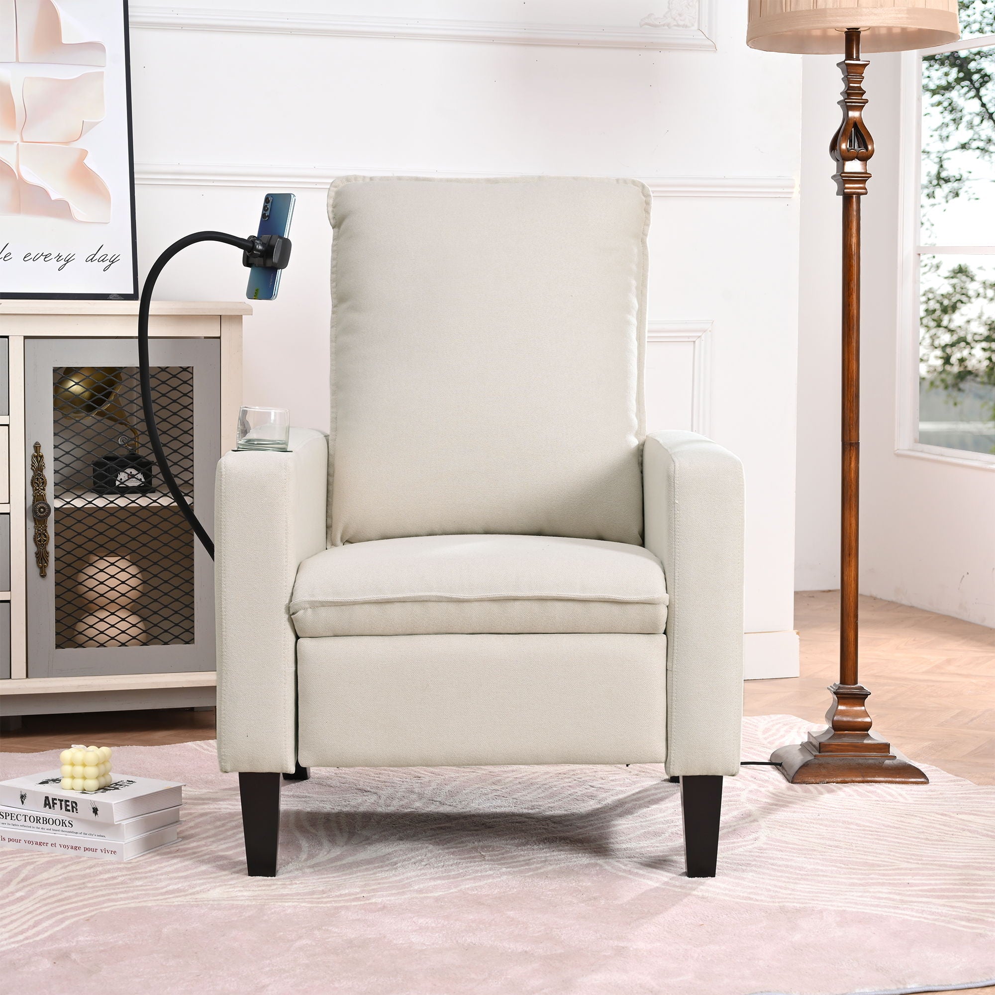 Recliner Chairs For Adults, Adjustable Recliner Sofa With Mobile Phone Holder &amp; Cup Holder, Modern Reclining Chairs Fabric Push Back Recliner Chairs For Living Room, Bedroom
