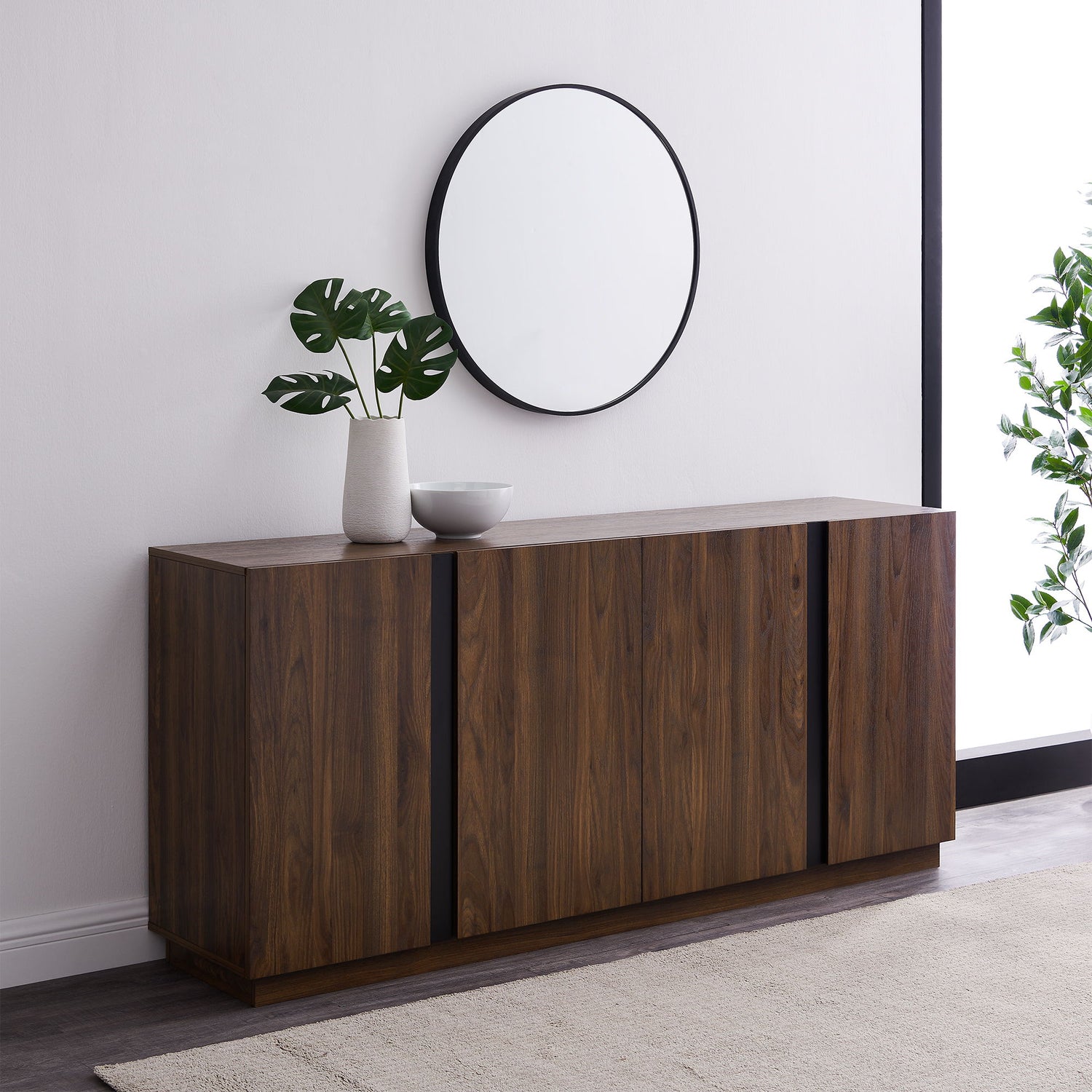 Mid-Century Modern 3 Drawer Low TV Stand For TVs Up To 80&quot;
