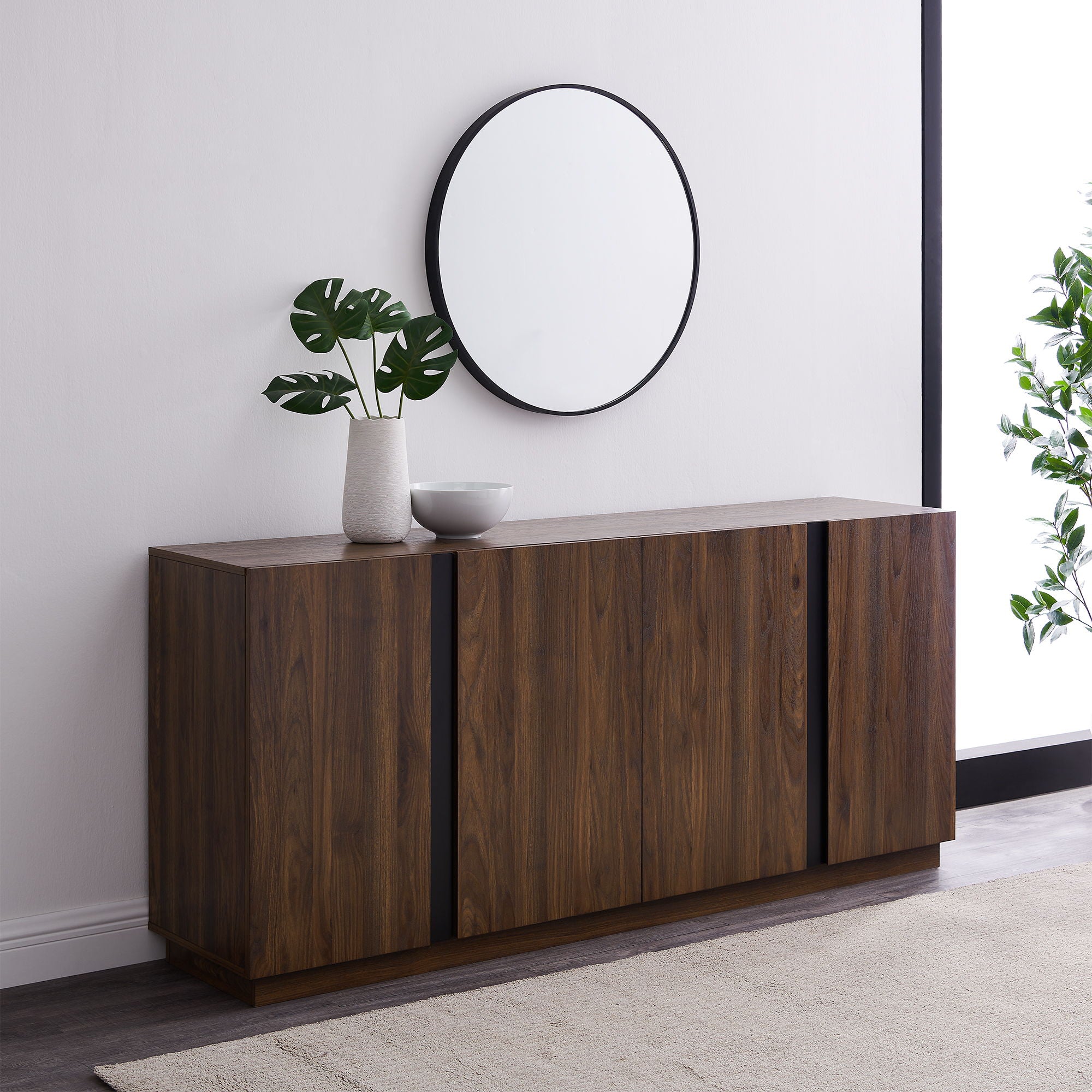Mid-Century Modern 3 Drawer Low TV Stand For TVs Up To 80&quot;