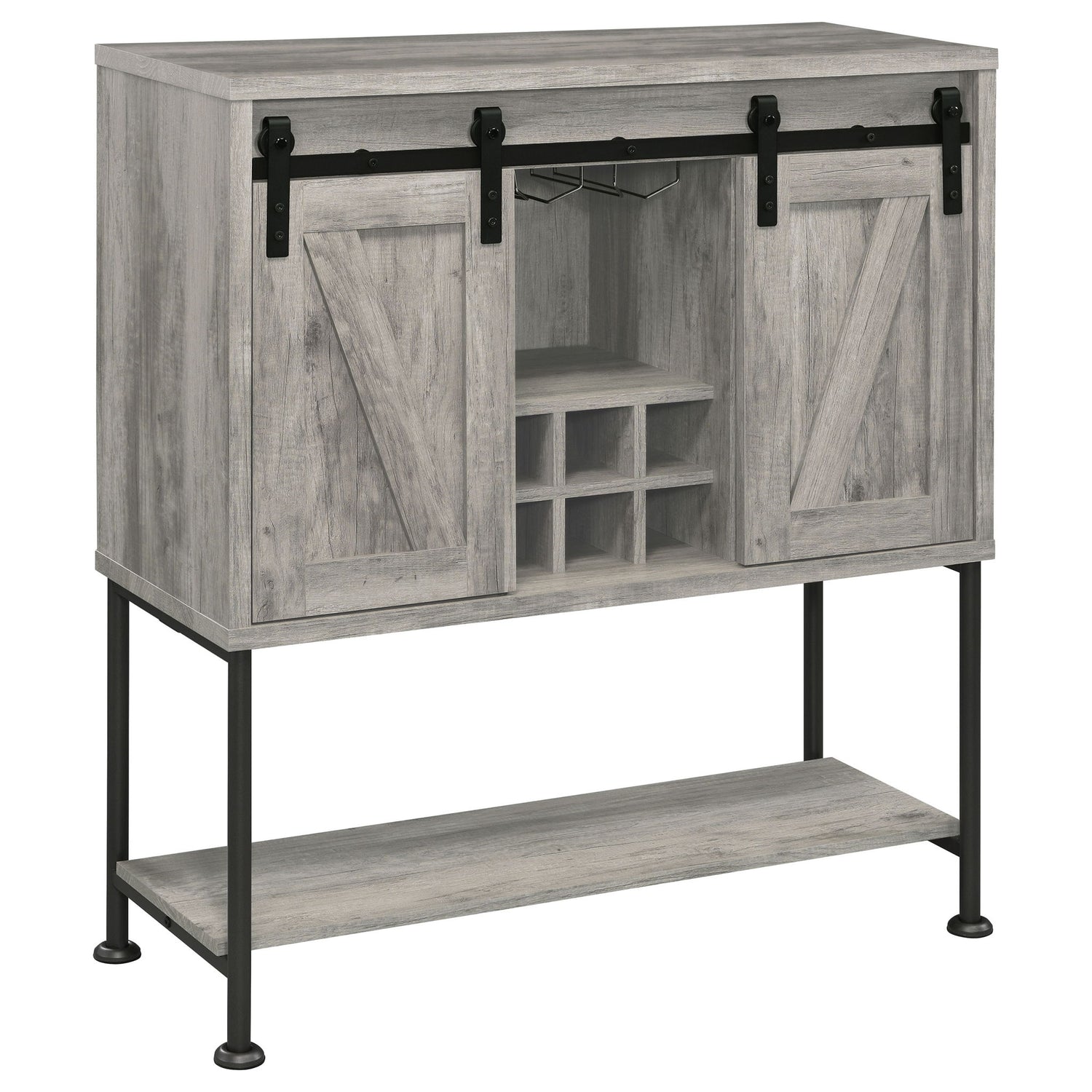 Hovander - Sliding Door Bar Cabinet - Gray