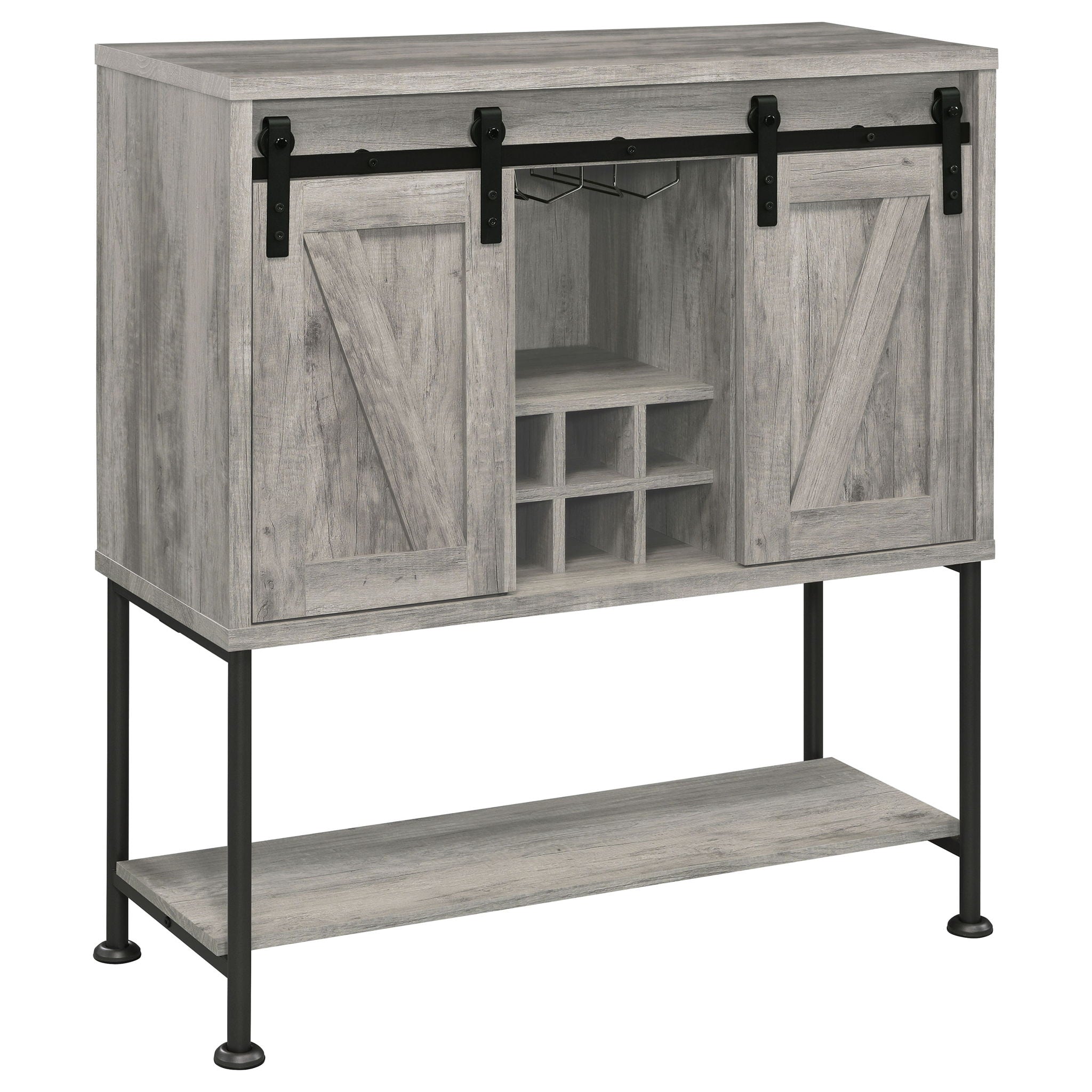 Hovander - Sliding Door Bar Cabinet - Gray