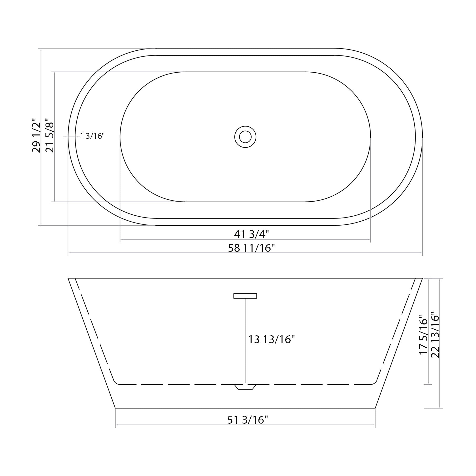 Gloss Freestanding Bathtub With Overflow &amp; Pop Up Drain, Stand Alone Soaking Tub