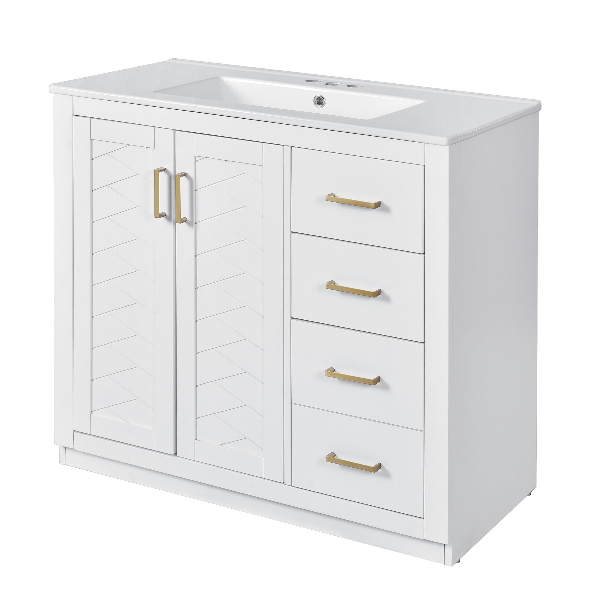 Bathroom Vanity With Sink Combo, Storage Cabinet, Freestanding Set With 3 Drawers &amp; Soft Closing Doors