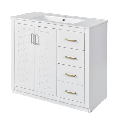 Bathroom Vanity With Sink Combo, Storage Cabinet, Freestanding Set With 3 Drawers &amp; Soft Closing Doors