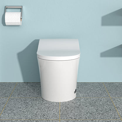 Smart Bidet Toilet Combo With Auto Open &amp; Close, Heated Seat, Foot Sensor Flush, LED Display, Ceramic - White