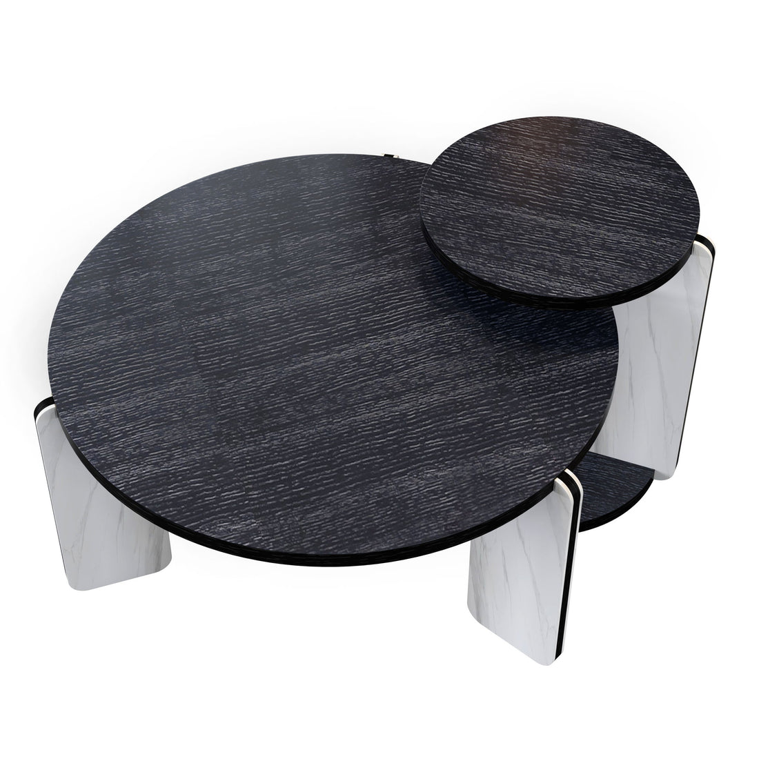 Round Coffee &amp; End Table Set - Black