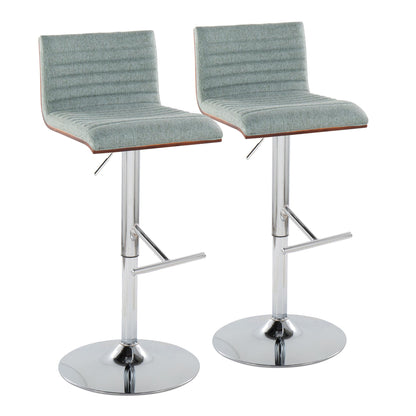 Mason - Contemporary Adjustable Barstool &amp; Swivel With Straight T Footrest (Set of 2)