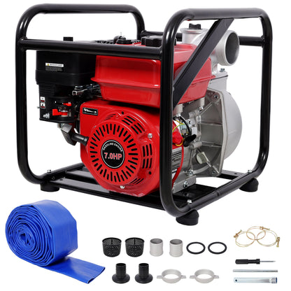 Gasoline Powered Water Pump 3&quot; Inlet &amp; Outlet, 264Gpm Flow, 7Hp Engine - Black / Red